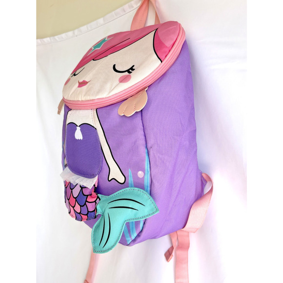 BLUBOON 3D Pre-school Backpack Mermaid Purple Pink - Picture 2 of 8